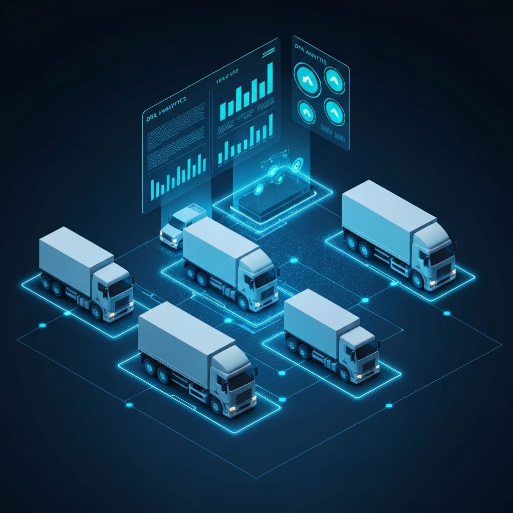 Ilustração do sistema de gestão de frotas conectadas da TruckLink