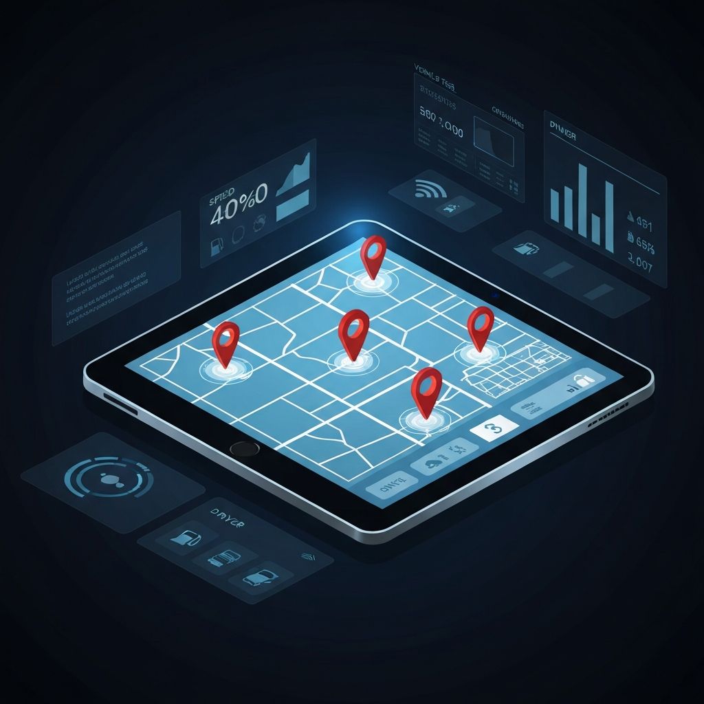 Ilustração de monitoramento de frota e rastreamento veicular